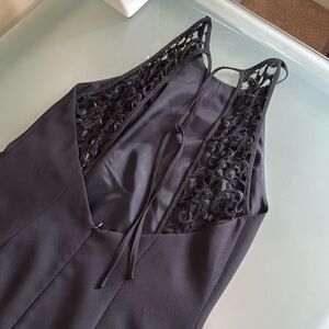 Laundry Shelli Segal Dress Romantic Black Crepe + Lace Dress Size 12